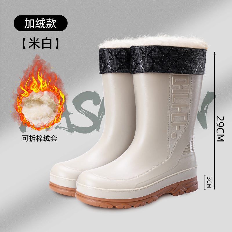 Korean Men's Mid-Calf Rain Boots, Trendy Rainy Day Rain Boots, Waterproof, Non-Slip, Wear-Resistant, Thick-Soled Men's Rubber Shoes, Water Shoes Wholesale