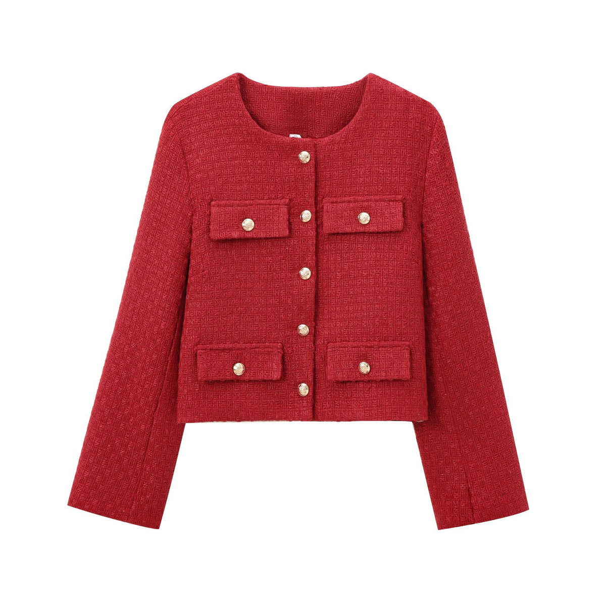Winter Fashionable Small Fragrance Round Neck Long-Sleeved Buttoned Jacket Cross-Border Amazon Women's Clothing K52521