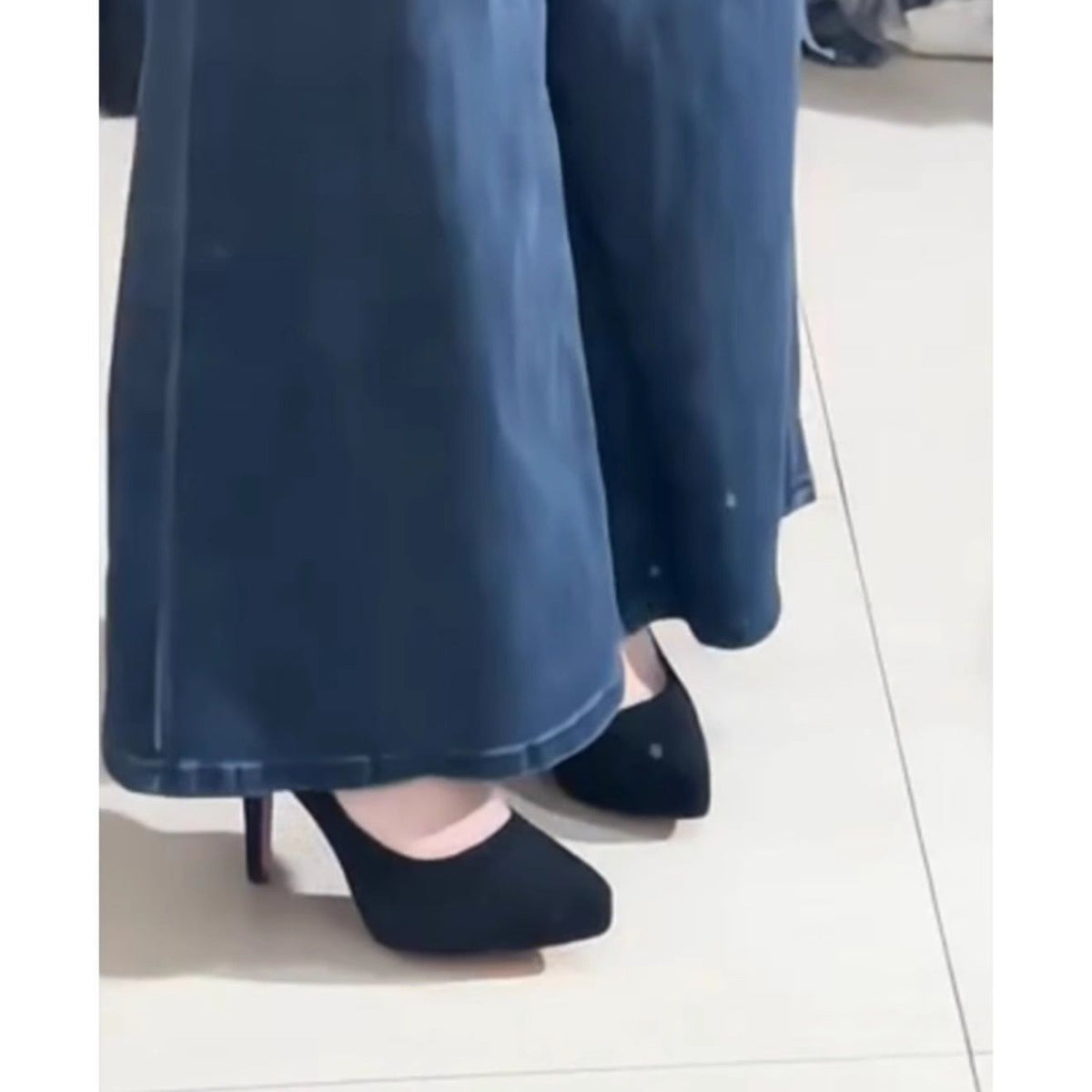 Formal Versatile Girl Suede Black Waterproof Platform Professional High Heels European and American Sexy Red Bottom Shallow High Heels for Women