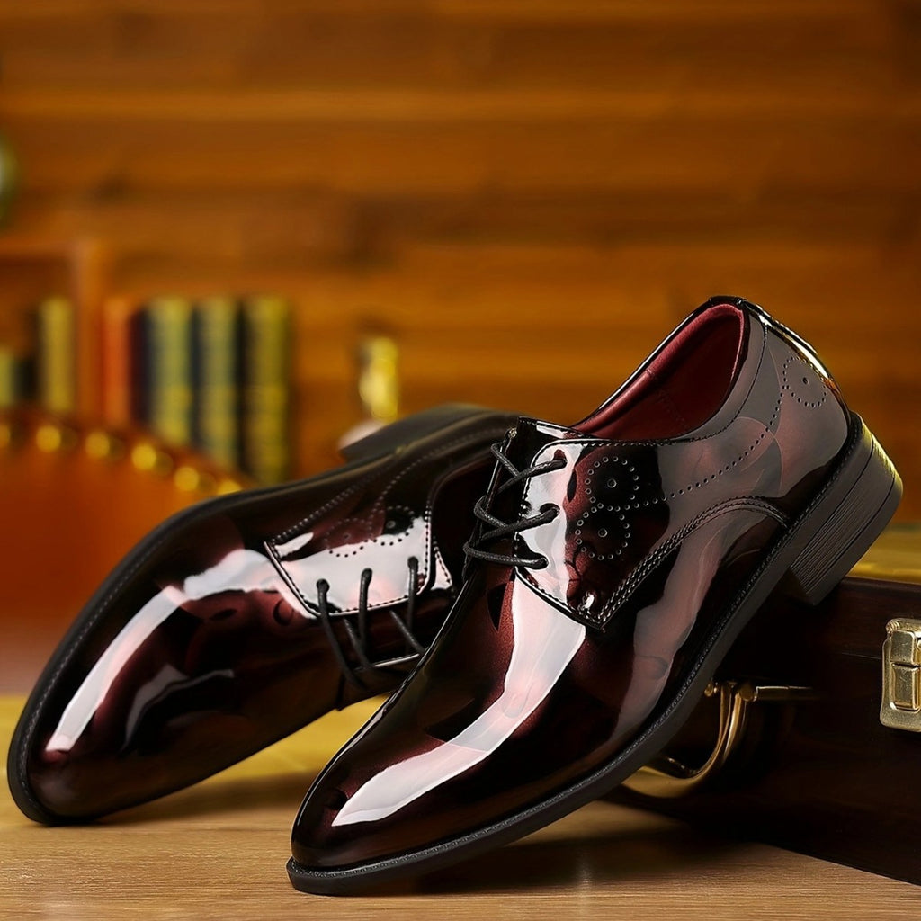 Men's Pointed Business Dress Shoes Fashion and Trendy Casual Leather Shoes New Arrival Shine-faced Wear-resistant All-match Low-top Men's Shoes