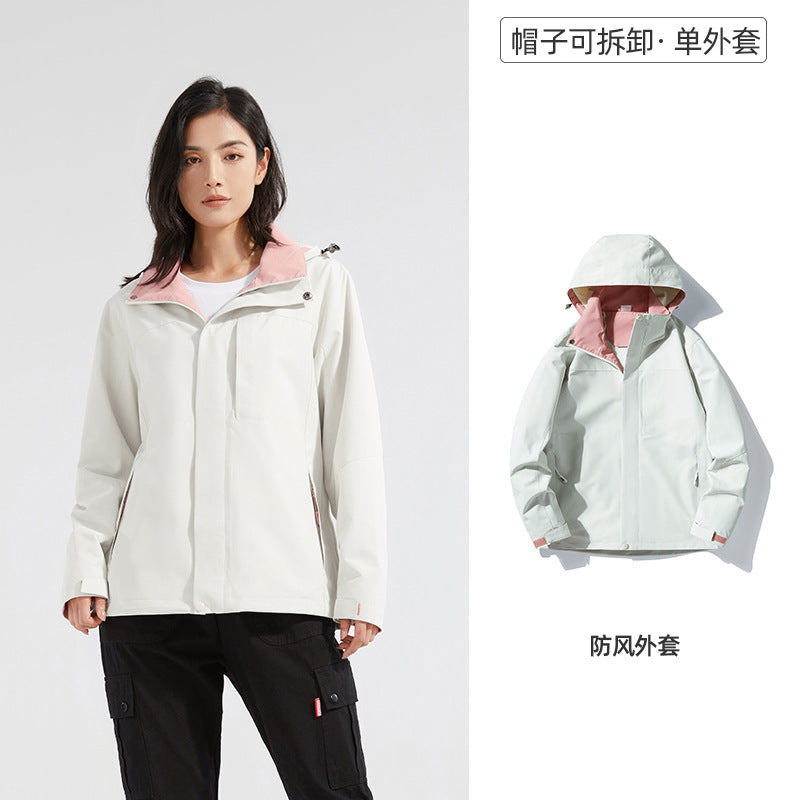 E-Commerce supplies outdoor single Jacket Women's windproof spring and autumn mountaineering clothing detachable hooded jacket men 08A