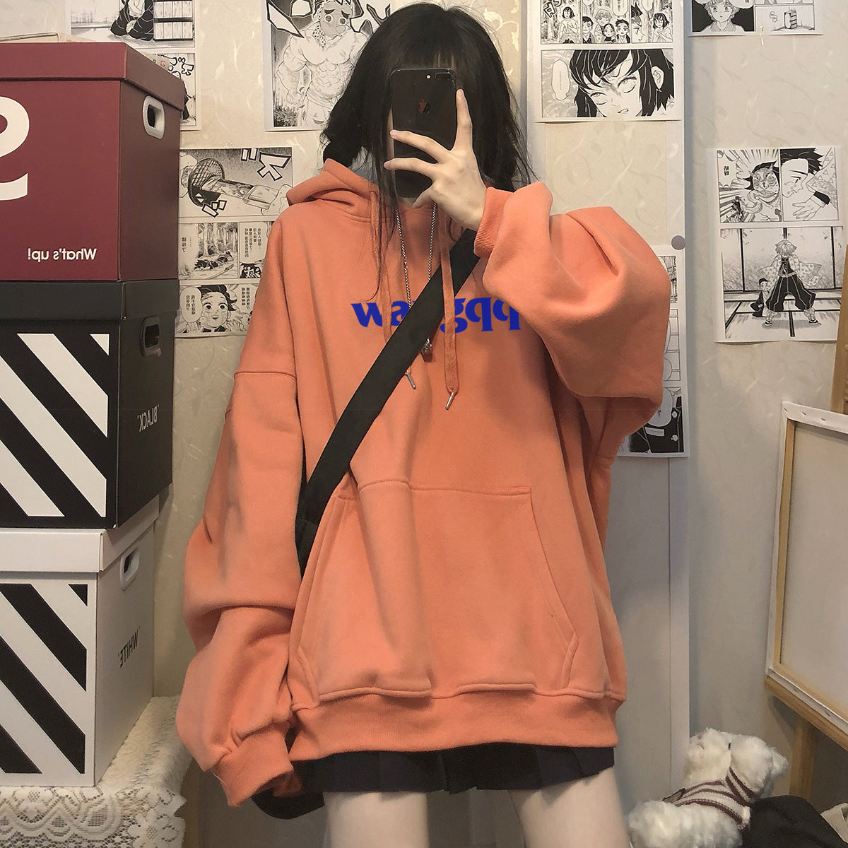 Pink Girl Hoodie Hooded Autumn and Winter fleece-lined Warm plus size Top hiphop Fashionable Girlfriend Sisters