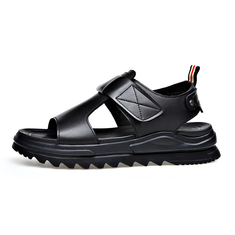 Men's Sandals 2024 Summer New Fashion Breathable Casual Soft Bottom Beach Shoes Trendy Casual Leather Sandals