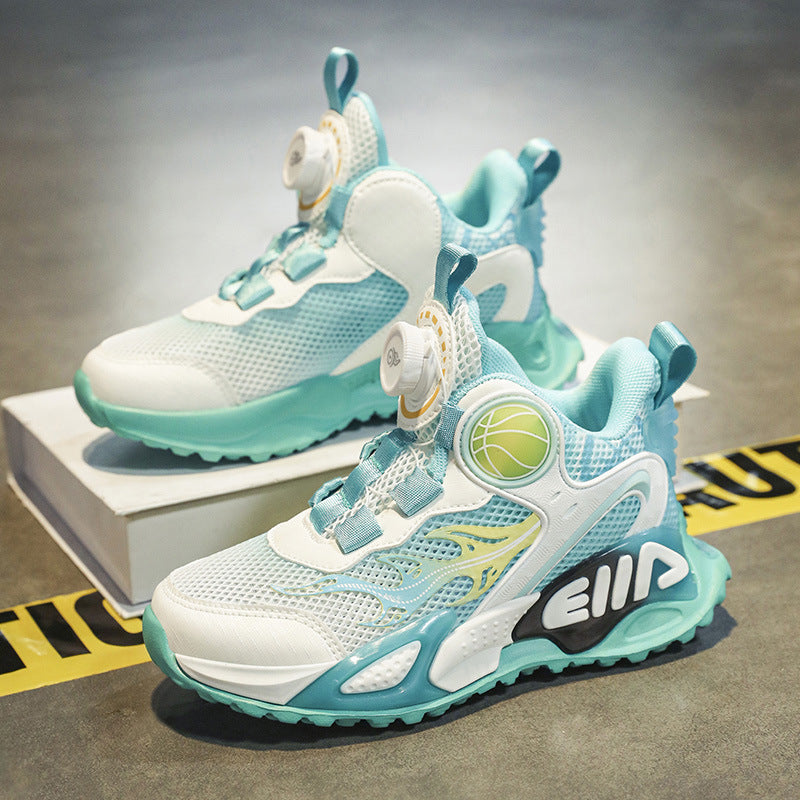 Children's Basketball Shoes 2026 Spring New Boys' Mesh Breathable Sports Shoes for Older Kids Practical Shock-Absorbing Running Shoes