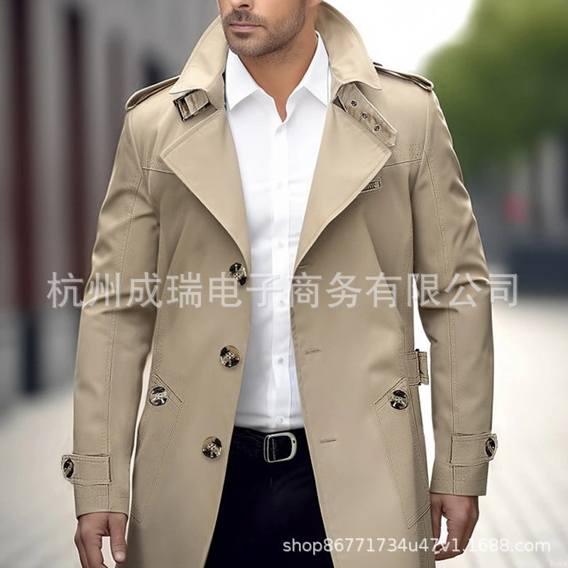 2025 New Product on Independent Sites Amazon Spring and Autumn Washed Men's Casual Outwear Mid-Length Windbreaker Jacket for Men