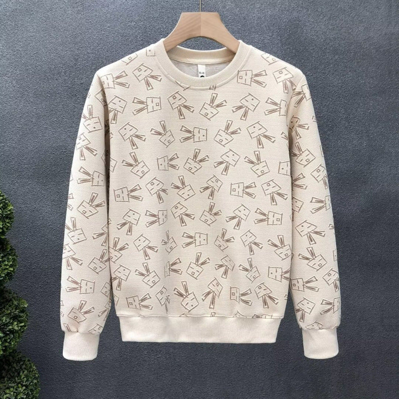 Printed Autum and Winter Sweatshirts for Spring and Autum, Korean Style New Round Neck Loose Tops, Hong Kong Style Trendyy New Styles for Men