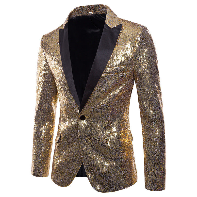 European and American Performance Suits, Gold Sequin Suits, Korean Suits, Nightclub Men's Clothing, Host Emcee Studio Jackets