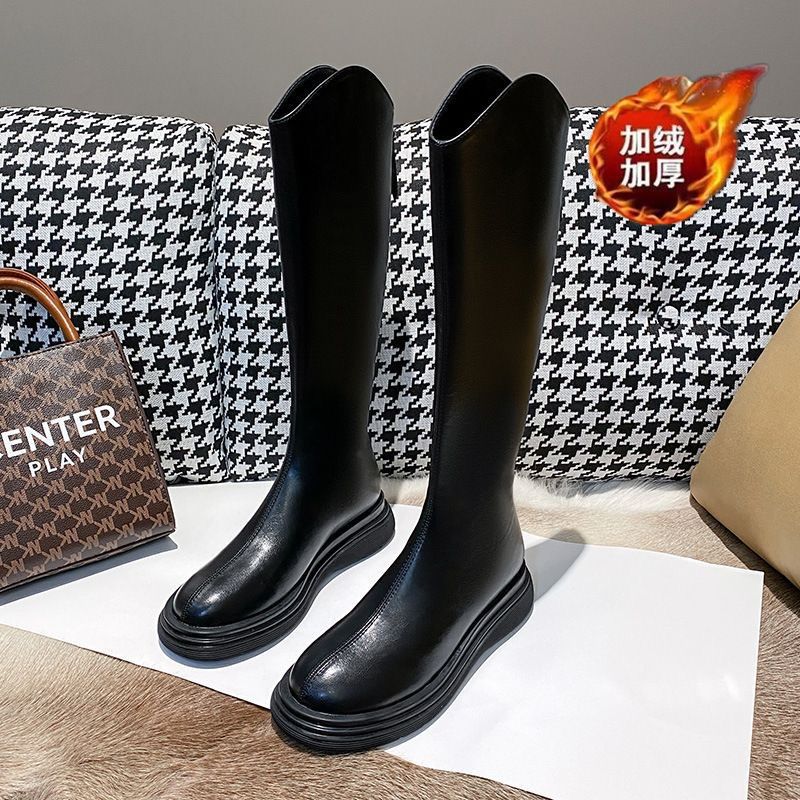 Lightweight Boots for Women 2025 Autumn and Winter New Thick-Soled Small Knee-High Knight Boots Slimming Look Boots High Boots