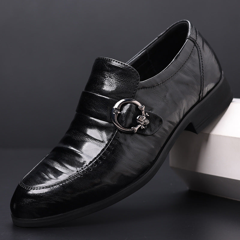 Men's Shoes 2025 Summer New Men's Casual Slip-On Pointed Leather Shoes Easiest for Match Trendy Shoes Business Formal Wedding Shoes