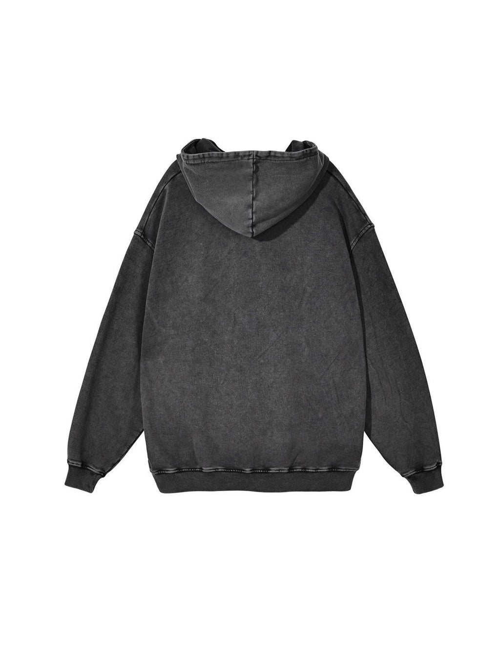Washed Vintage Hoodie with Pockets, Retro Pure Cotton Composite Thin Fleece Thick Loose Drop Shoulder Top