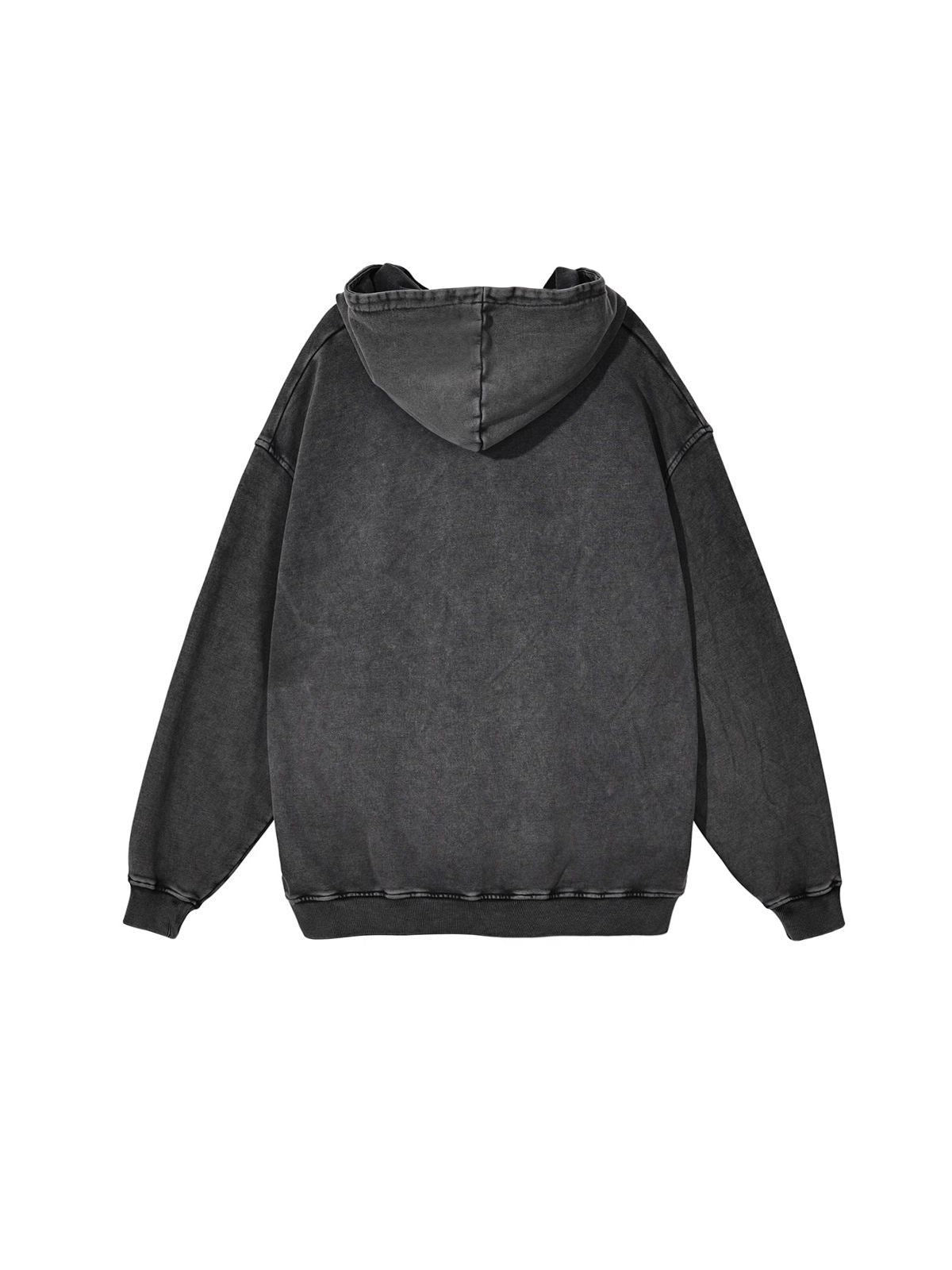 Washed Vintage Hoodie with Pockets, Retro Pure Cotton Composite Thin Fleece Thick Loose Drop Shoulder Top
