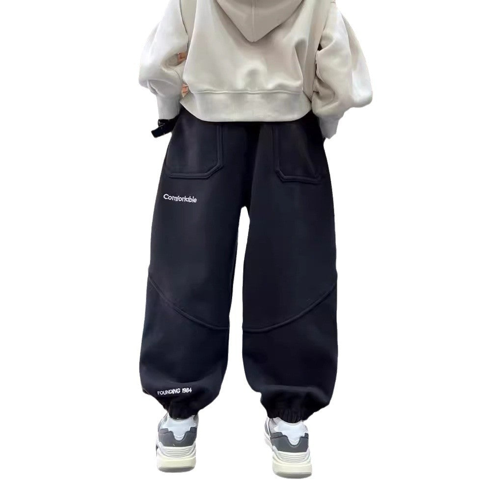 Boys' Pants Spring and Autumn 2024 New Western Style Children's Casual Pants Large Children's Loose Trousers Spring Wear Trendy Sweat Pants