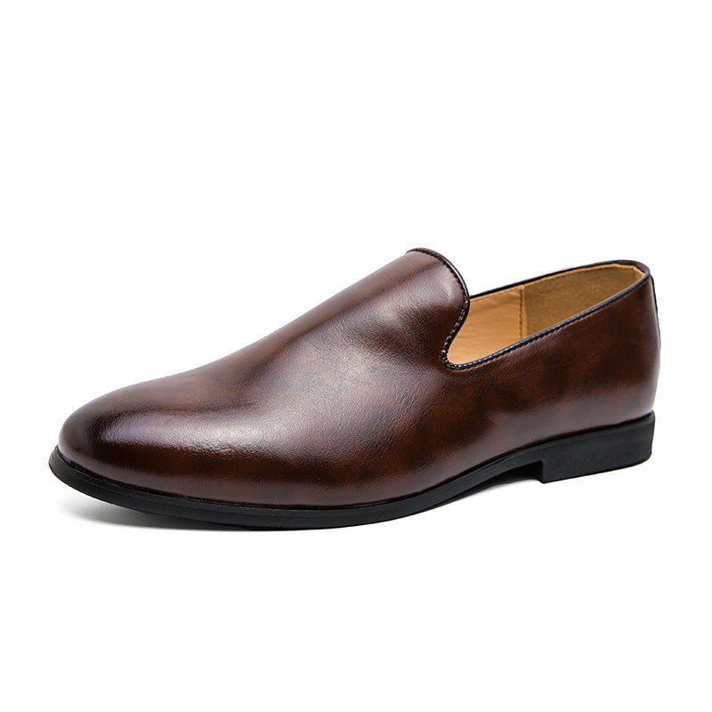 Spring and Autumn Loafers Men's British Bean Shoes Business Casual Slip-on Lazy Youth Dress Stylist Leather Shoes