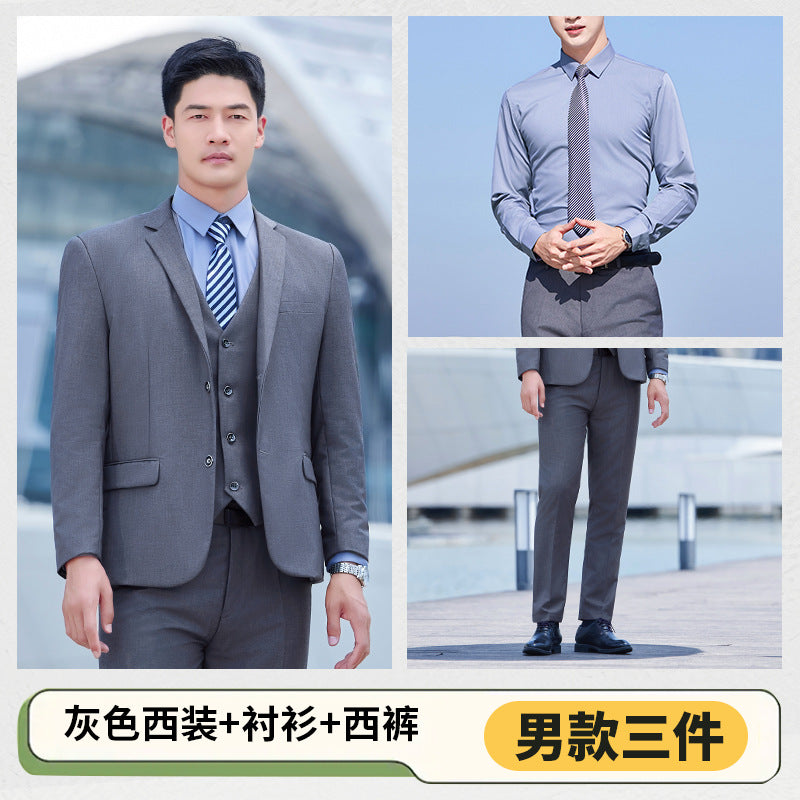 Autumn and Winter Thickened Men's Double-button Black Interview Business Dress Unisex Business Suit suit Three-piece Set