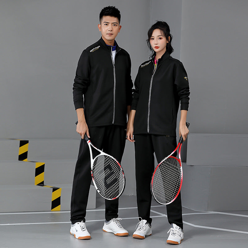 New Badminton Uniform Jacket Black and White Suit Men's and Women's Long-Sleeved Volleyball Uniform Table Tennis Uniform Competition Training Uniform