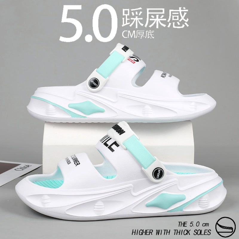 Slippers Men's Summer Outer Wear with Heel Driving Poop-feeling Platform-soled Elevated Sports Beach Sandals