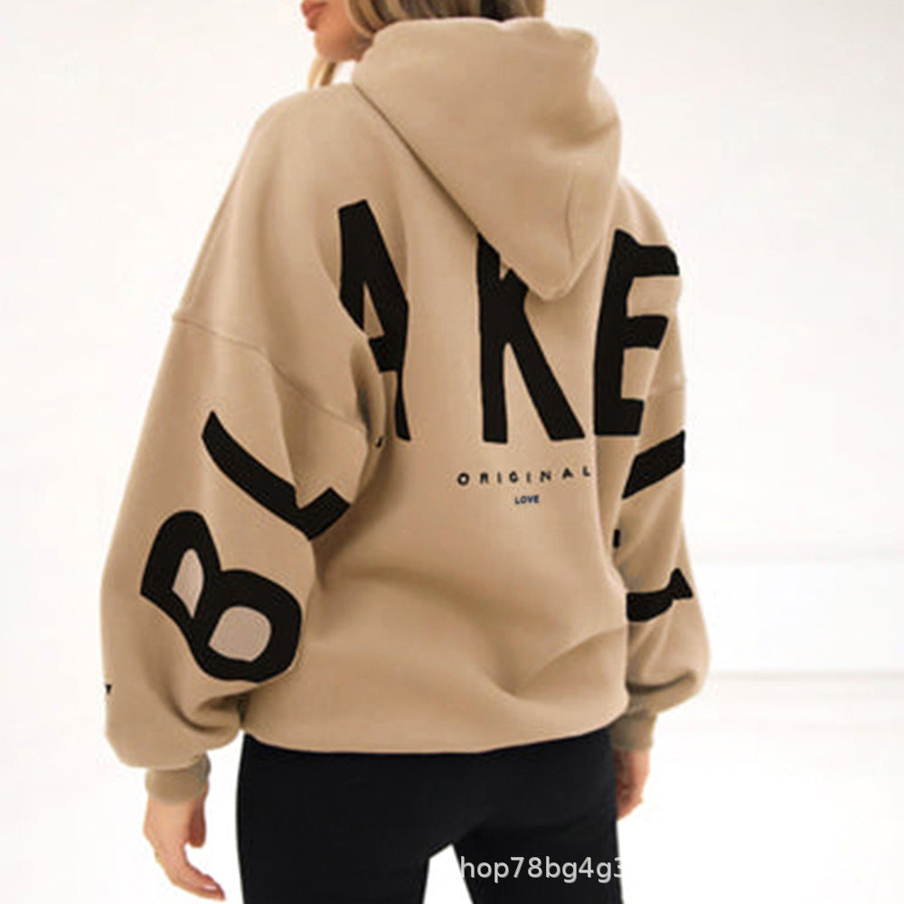 Autumn and Winter New Sweatshirt Women's Clothing Amazon Hot-Selling Loose Top Long-Sleeved Fleece-Lined Color-Blocked Ribbed Sweatshirt for Women