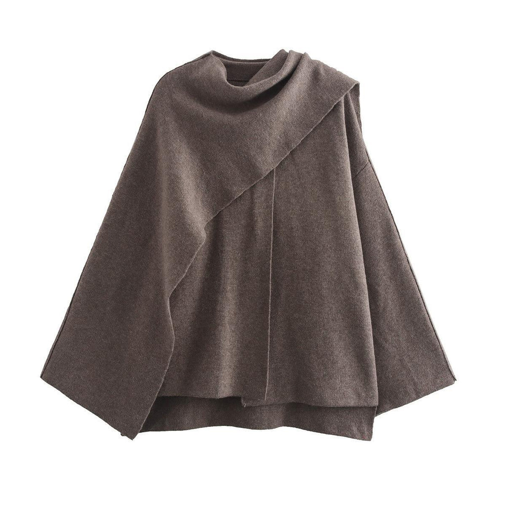 Scarf Knitted New Women's Autumn Cross-Border Outwear Jacket Loose Asymmetrical European and American Style Women