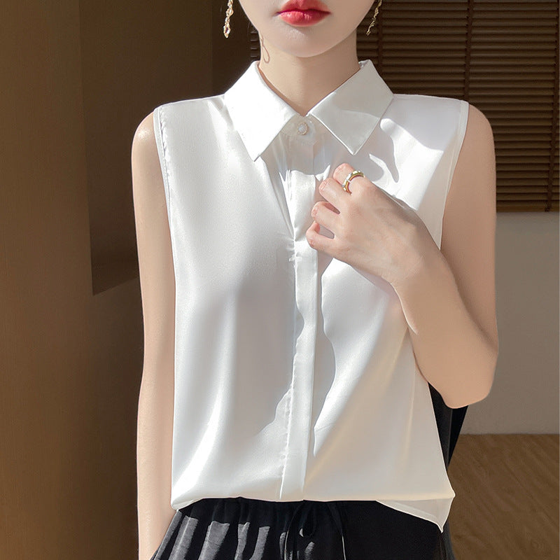 Wholesale New Summer Thin Sleeveless Women's Shirts Anti-Wrinkle Draped Women's Inner Shirts with Suit Tops Women's Clothing