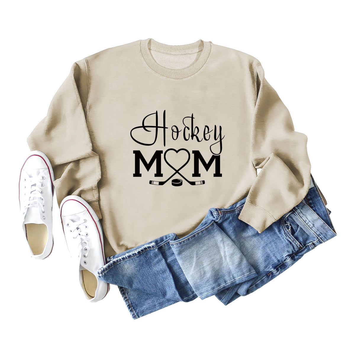Amazon Wish Independent Station Fashionable Simple Hockey Mom Letter Fun Printed Women's Casual Sweatshirt