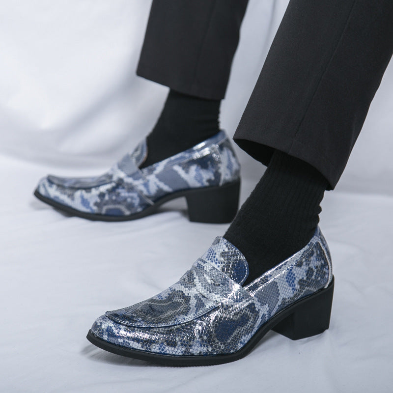 Men's Loafers Cross-border plus size New Style Leather Shoes Fashion Men's High Heeled Shoes Trendy Business Casual Leather Shoes