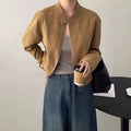 American Style Retro Collar Chanel Style Coat Women's Autumn New Casual Handsome BF Style Jacket Biker Coat Trendy
