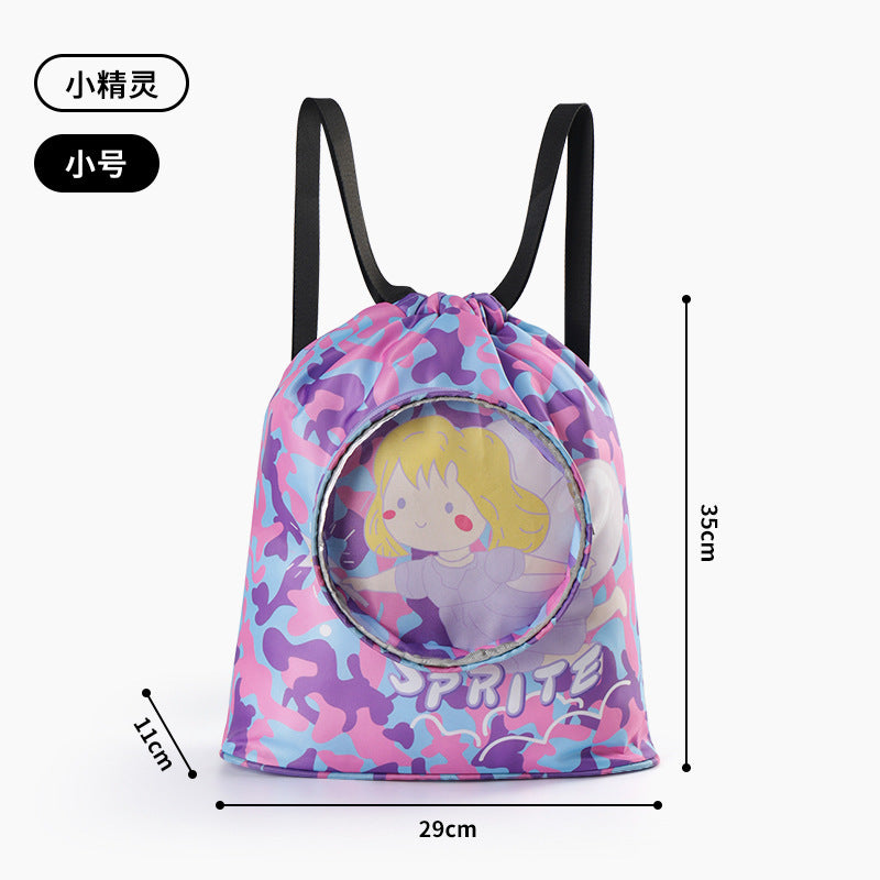Children's Swimming Bag, Wet and Dry Separation Waterproof Storage Bag, Portable Backpack for Boys and Girls, Cute Cartoon Beach Backpack