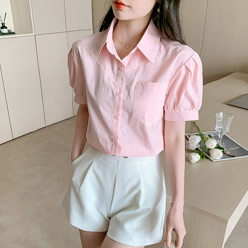 Summer 2026 New White Women's Shirt, Fashionable Pure Cotton Shirt, Stylish All-Cotton Short-Sleeve Professional Top for Women