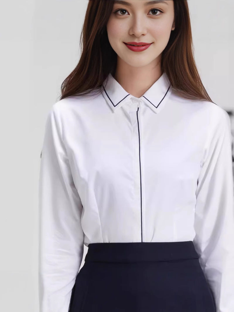 Summer New Women's Long-Sleeved Women's Shirts, Feminine Work Clothing, Slim Fashion, Bamboo Fiber Shirts, Tops, Formal Wear