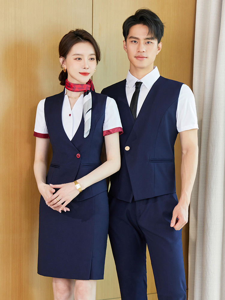 Stewardess uniform professional shirt Women's Spring temperament suit high-end hotel front desk reception work clothes beauty salon work clothes