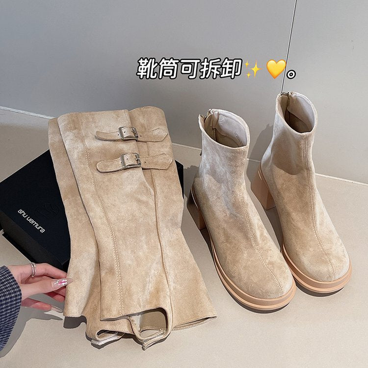 Western Cowboy Boots for Women 2025 New Autumn and Winter Pile Knight Trouser Boots Detachable Two-Wear Knee-Length Boots