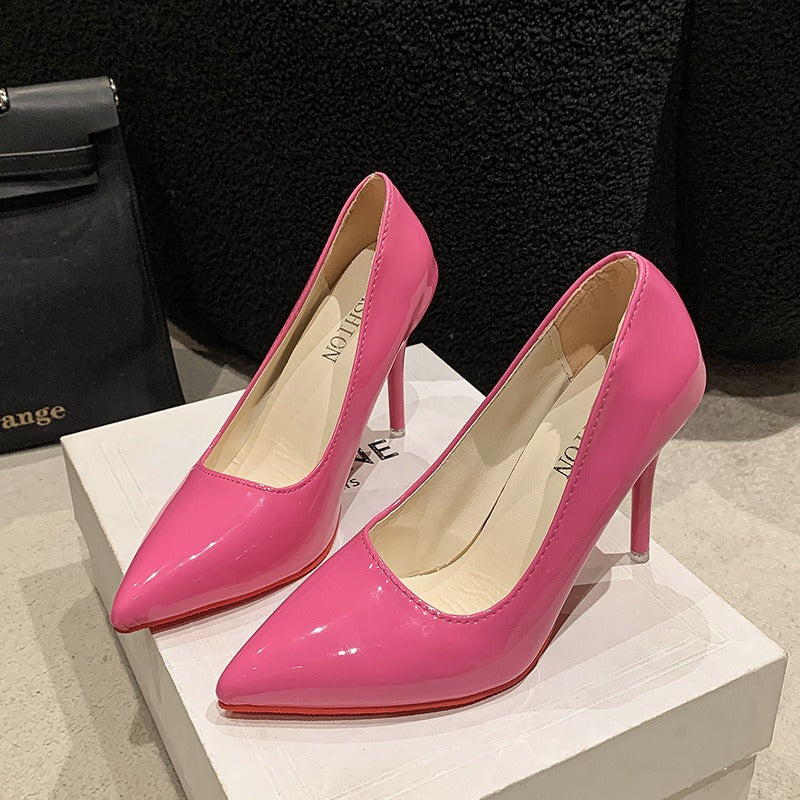 Candy Color High Heels for Women 2025 New European and American Style Pointed Toe Stiletto Heels Fashion Women's Shoes Flats Large Size 35-4