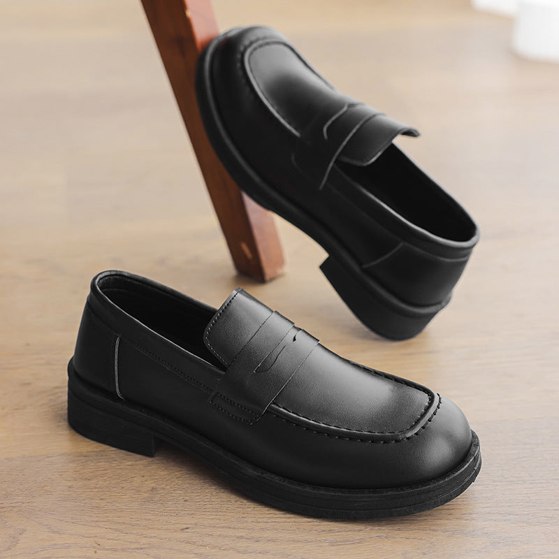 Loafers Trendy Men's Height-Increasing Casual Slip-On Shoes British Style Suede Pointed Leather Shoes Korean Version Suede Lf06