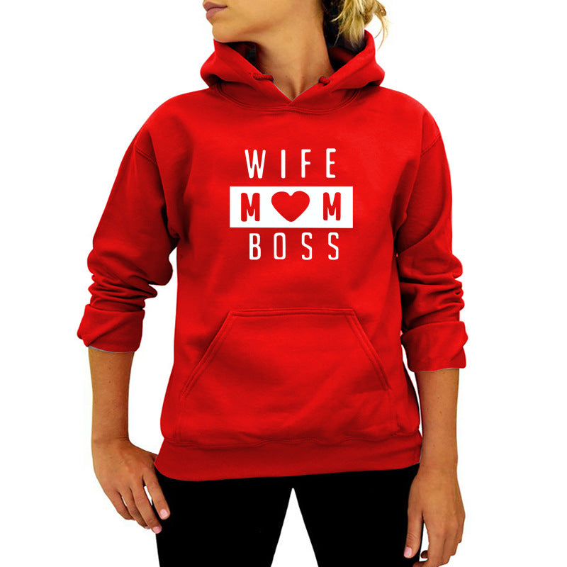 AliExpress Amazon ebay/wish cross-border WIFE MOM letter printed hooded vests in Europe and America in autumn and winter