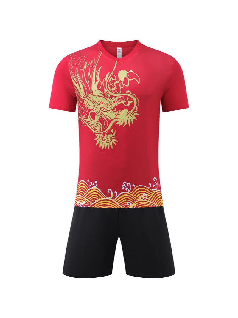 Sports Short-Sleeved Suit Summer Quick-Drying Sportswear Youth National Trend Group Training Suit Custom-Made Men's Short-Sleeved Shorts