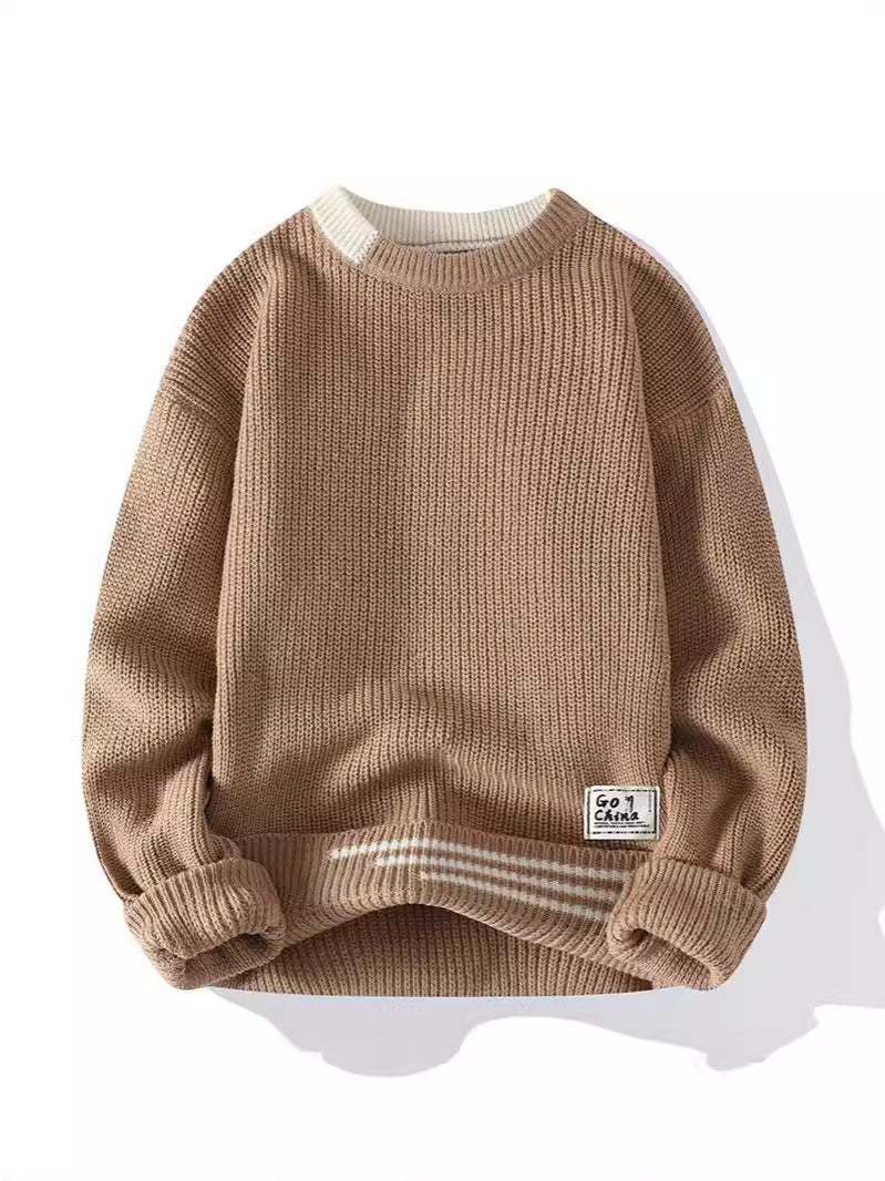2024 autumn and winter new sweater boys Korean trend sweater base shirt casual round neck sweater men's wholesale