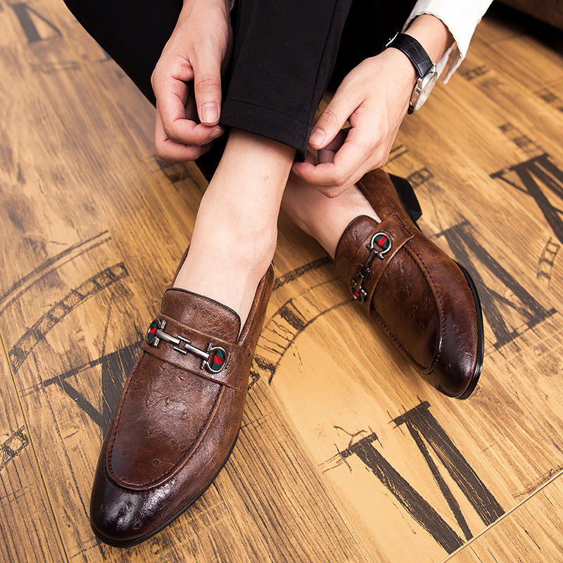 2025 Spring Men's Daily Work Shoes Business Formal Leather Shoes Amazon Cross-Border Slip-On Dad Shoes