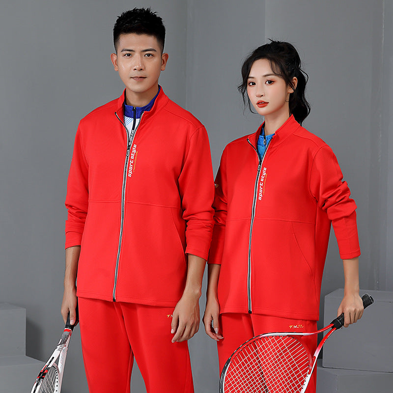 New Badminton Jacket Black and White Suit for Men and Women Long-Sleeved Volleyball Uniform Table Tennis Uniform Competition Training Uniform