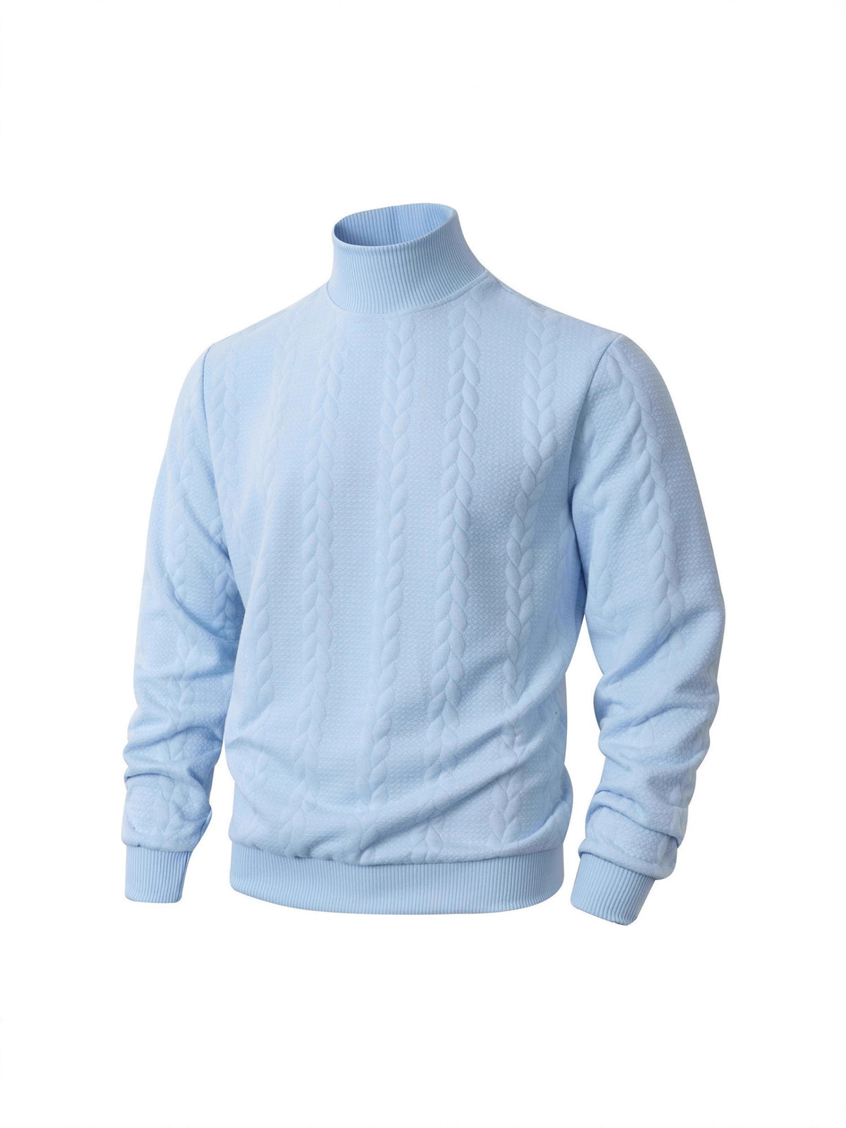 Cross-Border New Autumn and Winter Knitwears Pure Color Young Men's Fashion Jacquard Turtleneck Warm Wool Sweatshirts