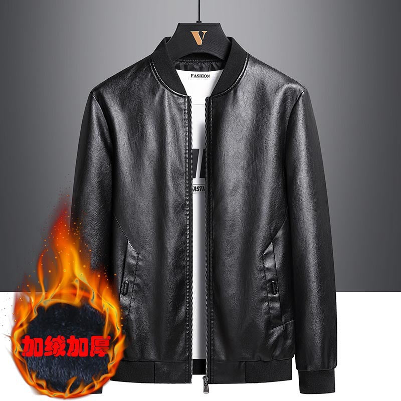 Foreign trade leather coat men's autumn new PU leather coat middle-aged men's thin leather jacket casual dad jacket men