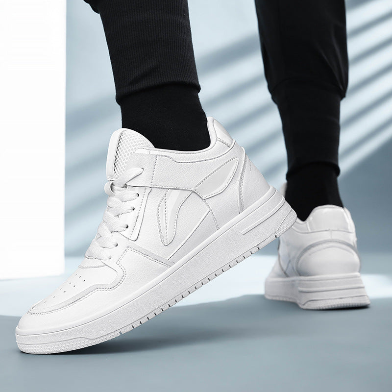 New Sneakers for Men, Fashionable Invisible Inner Heightening 8/10 Men's Shoes, Cowhide Trendyy Casual Shoes, Student White Sneakers