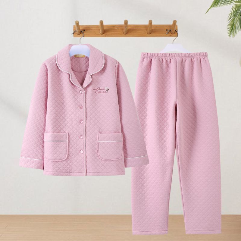 Winter Air cotton 100% cotton pajamas women's thick spring, autumn and winter home wear plus size outer wear interlayer
