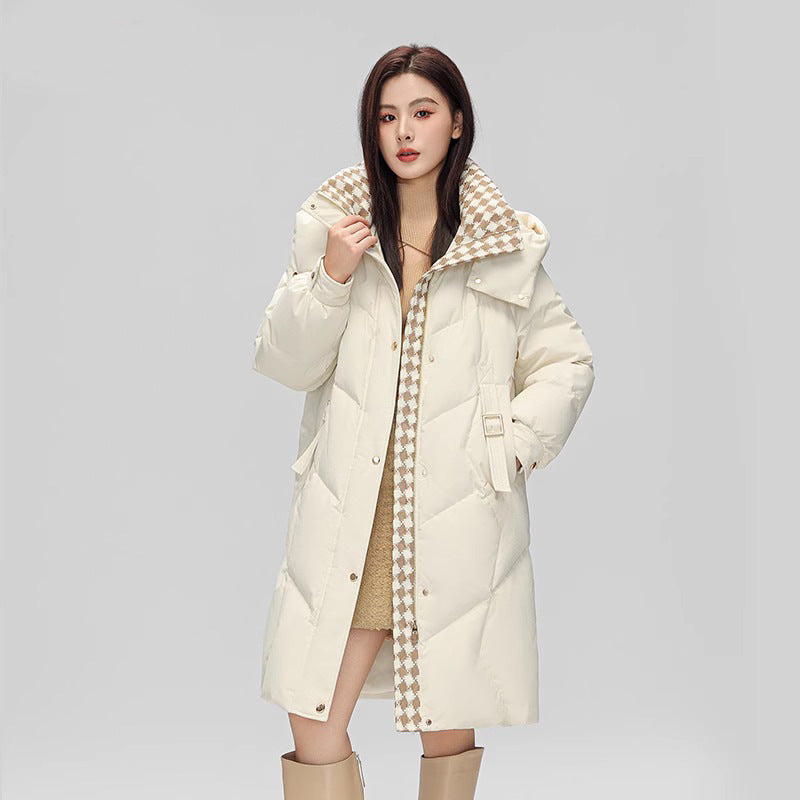 2025 Winter down Jacket Women's Brand Mid-Length Elegant Age-Reducing Style Jacket Warm Hooded down Coat Trendy