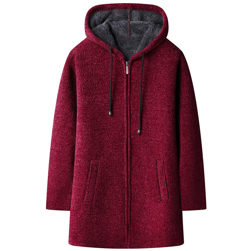 Good Quality Autumn and Winter New Men's Casual Mid-length Jacket All-match fleece-lined Coat Jacket 6619-P55