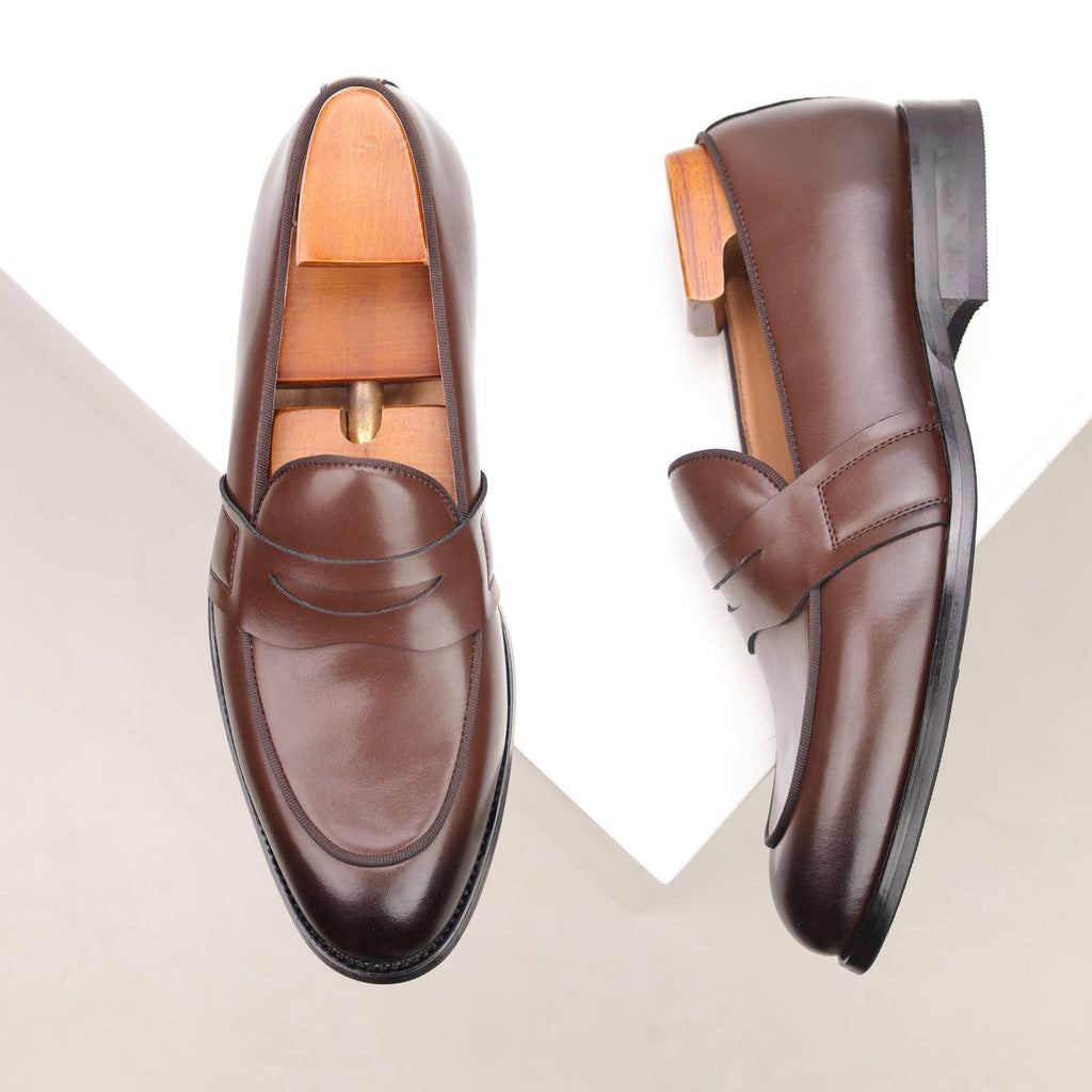 Cross-Border Large Size New European and American Style Business Leather Shoes, British Penny Loafers, Slip-On Genuine Leather Moccasins