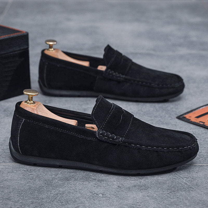 Doug Shoes Men's Casual Fashion Loafers Social Spirit Boys Frosted Leather Slip-on Lightweight Men's Shoes