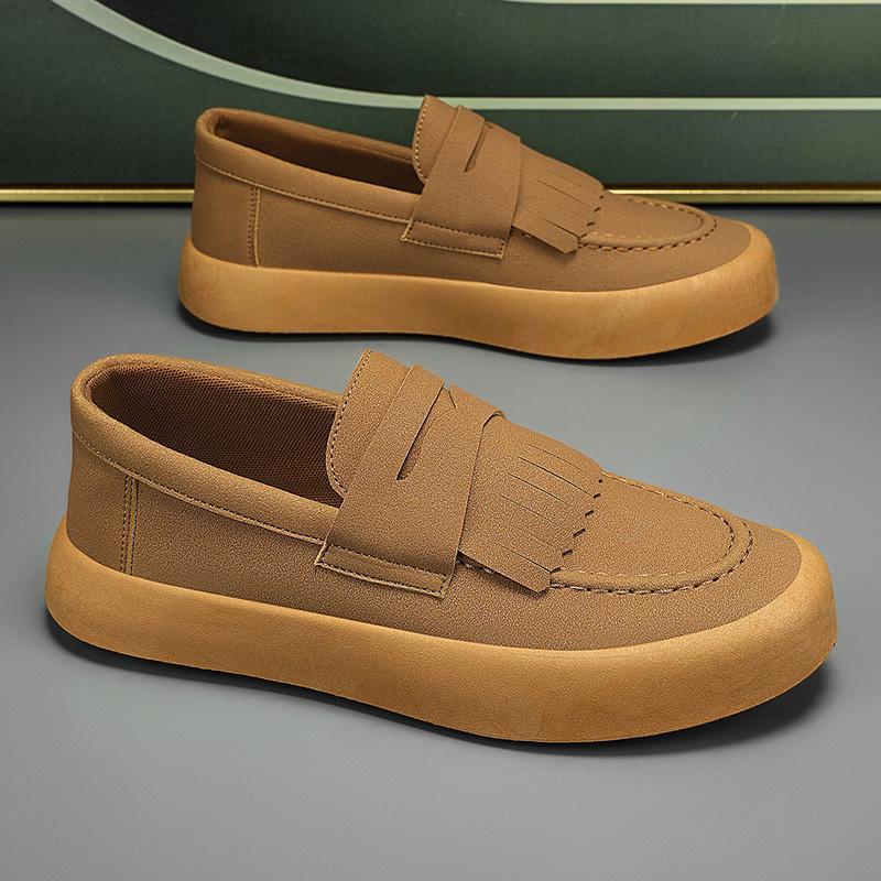 2025 New Summer Men's Beanie Shoes Youth Loafers Breathable Men's Shoes British Style Fashionable Leather Shoes