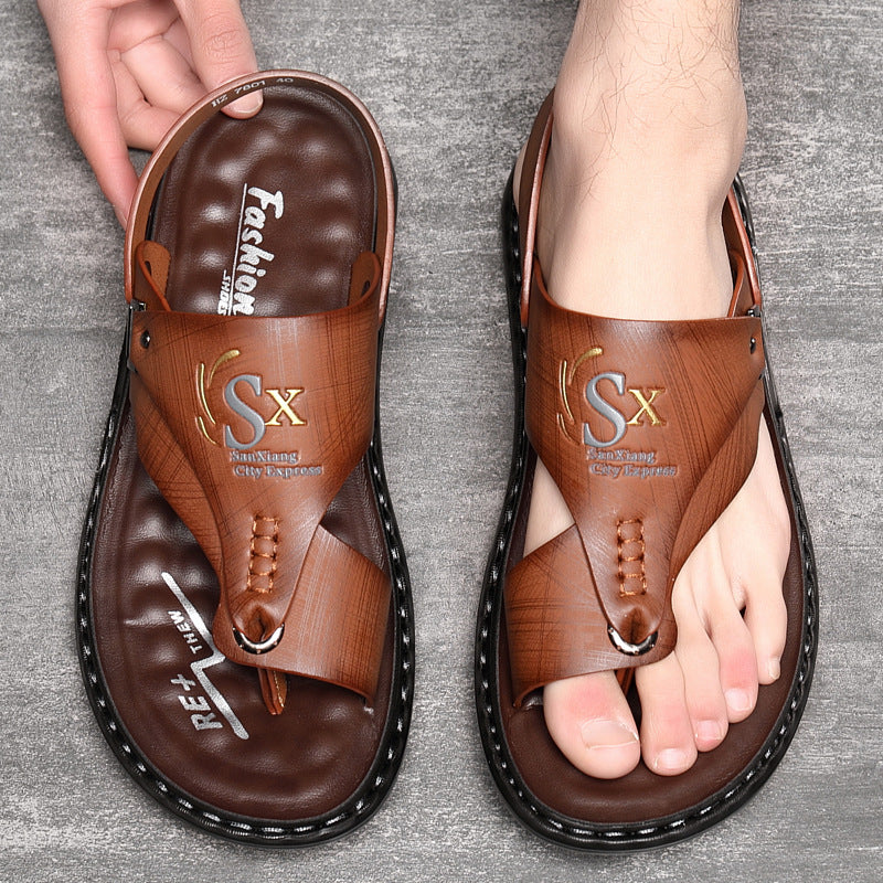 2026 New Men's Sandals for Summer, Trendy Dual-Use Driving Slippers, Men's Gray Beach Sandals