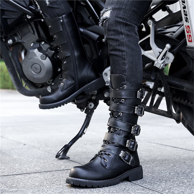 High-Top Long Boots Large Toe Cross-Border Temu Shein Popular Long Boots Men's High-Top Riding Leather Boots Dropshipping
