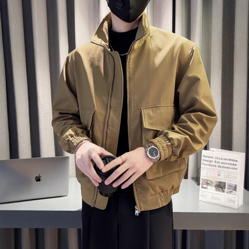 2025 New Work Jacket Men's Ins Trendy Casual Tops Handsome Men's Jackets Spring and Autum Stand-Up Collar Jackets